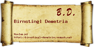 Birnstingl Demetria névjegykártya